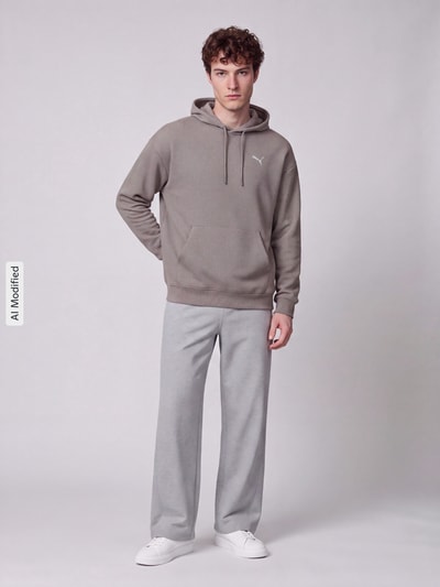 PUMA Performance Comfort Fit Hoodie aus Baumwoll-Mix Modell 'ESS ELEVATED' Schlamm 1