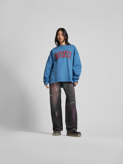 ROTATE Oversized Sweatshirt mit Label-Stitching Blau 1