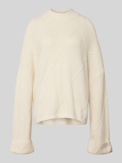 Produktfoto, Regular Fit Pullover mit Alpaka-Anteil Modell 'Liora' von OH APRIL in Strick-Optik, cremefarben, elastischer Material-Mix