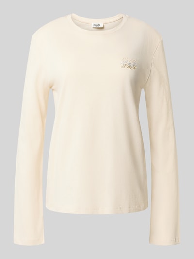 Productfoto, Regular Fit Longsleeve met Label-Stitching van Liu Jo White, puur katoen, ronde hals, ruglengte maat S 57 cm