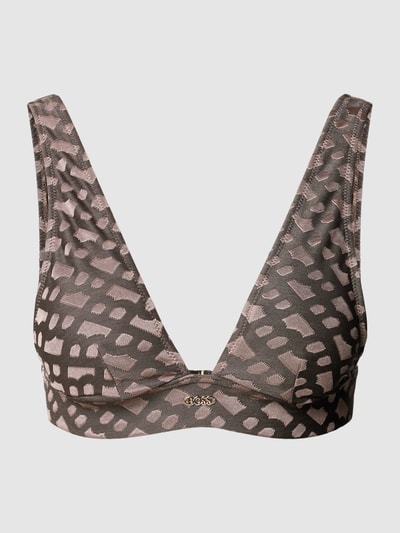 BOSS Black Women Bikinitop met all-over motief, model 'BEATRIX' Beige gemêleerd - 1