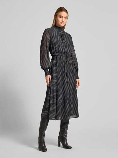 Jake*s Collection Midi-jurk met opstaande kraag met ruches Donkerblauw - 1