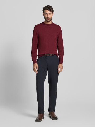 MCNEAL Strickpullover aus Baumwoll-Kaschmir-Mix mit Rundhalsausschnitt Bordeaux Melange 1
