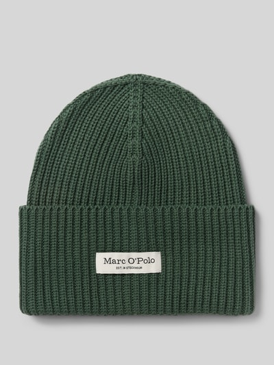 Productfoto, groene gebreide Mütze met breder omslag van Marc O'Polo, zichtbare ribtextuur, dames Mütze van Marc O'Polo