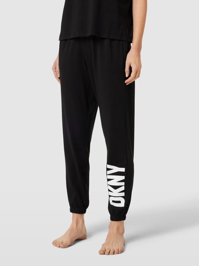 DKNY Spodnie od piżamy z paskiem z logo model ‘Sleep Jogger’ Czarny 4