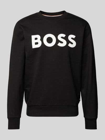 BOSS Sweatshirt met labelprint, model 'Soleri' Zwart - 2