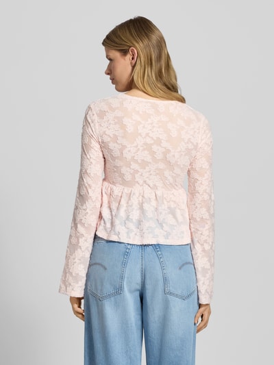 Gina Tricot Langarmbluse mit Schnürverschluss Rosa 5