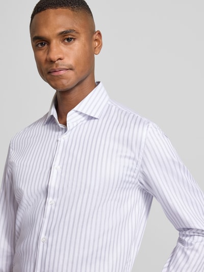 SEIDENSTICKER Slim fit zakelijk overhemd van katoen met kentkraag Zilver - 3