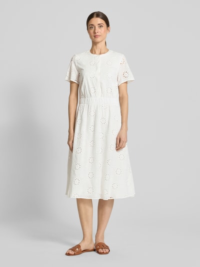 Christian Berg Woman Selection Midi-jurk met broderie anglaise Ecru - 4