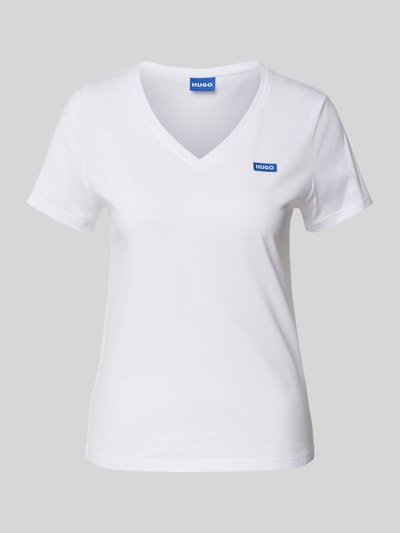 Hugo Blue T-Shirt mit Label-Stitching Weiss 1