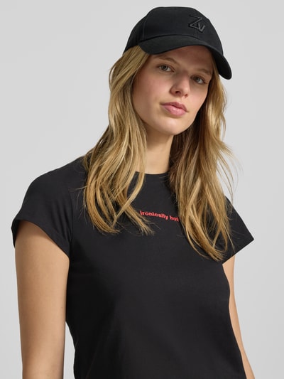 Review T-shirt met statementprint en ronde hals Zwart - 3