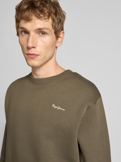 Pepe Jeans Regular fit sweatshirt van katoenmix, model 'MACBETH' Olijfgroen - 3