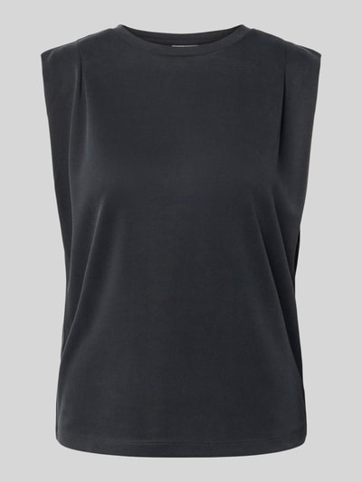 Produktfoto, Top aus Modal-Mix mit Rundhalsausschnitt von Jake*s Collection, Damen Top, Regular-Fit, Drapierungen, dunkel, glatte Textur