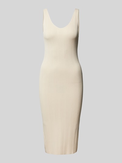 Selected Femme Strickkleid mit abgerundetem V-Ausschnitt Modell 'TRIXIE' Beige 2