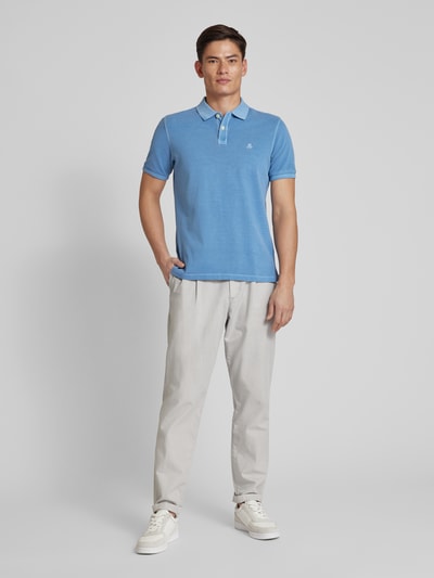 Marc O'Polo Poloshirt met labeldetail Rookblauw - 1