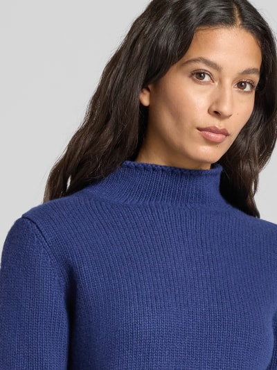 Fynch-Hatton Gebreide pullover van lanawol met opstaande kraag Marineblauw - 3