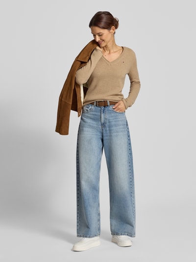 Tommy Hilfiger Slim fit gebreide pullover van zuivere wol  Camel - 1