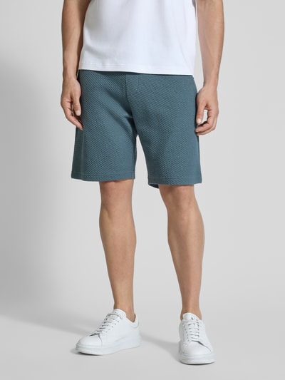 MCNEAL Relaxed fit sweatshort met structuurmotief Petrol - 4