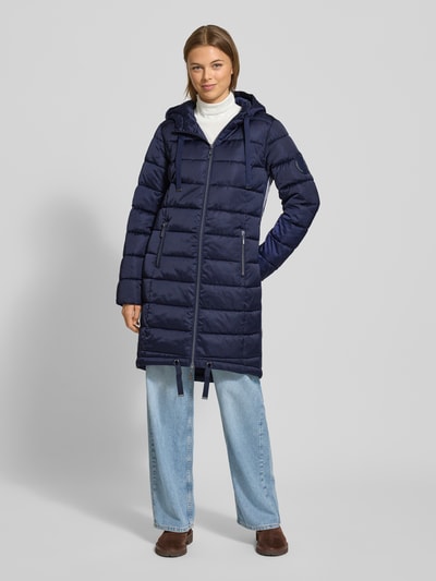 monari Regular fit gewatteerd lange jas met tunnelkoord Marineblauw - 4