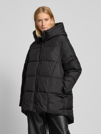 Only Oversized lange gewatteerde jas met opstaande kraag, model 'ASTA' Zwart - 4