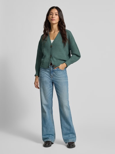 VERO MODA Regular fit gebreid jack met sierknopen, model 'LEA' Donkergroen - 1