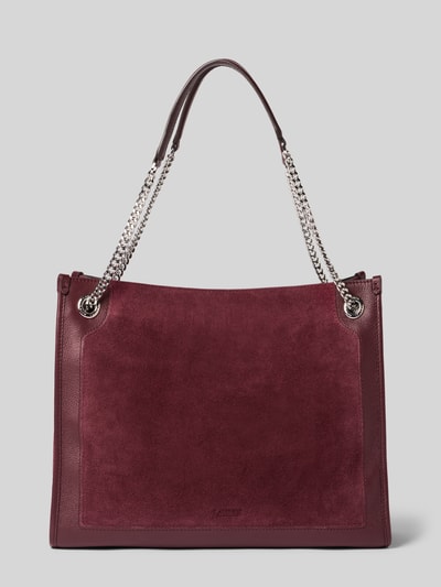 Lauren Ralph Lauren Torba shopper ze skóry bydlęcej z aplikacją z logo Bordowy 4