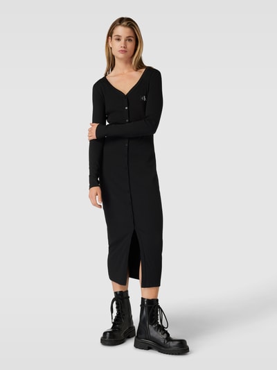 Calvin Klein Jeans Maxi-jurk met fijnrib Zwart - 4