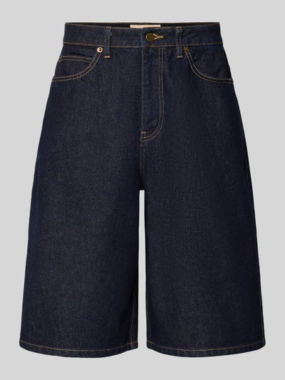 Produktfoto, Bermudas im 5-Pocket-Design Modell 'Script' von BLKVIS, czarny dżins, czyste bawełna, krój wide leg fit, szerokość w rozmiarze 32: 42 cm, długość nogawki wewnętrznej w rozmiarze 32: 33 cm, zapięcie na guzik i zamek, widoczne szwy, gładka struktura