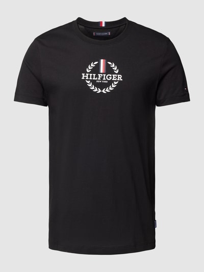 Tommy Hilfiger T-shirt o kroju slim fit z okrągłym dekoltem Czarny 2