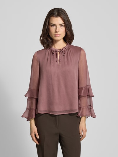 COMMA Bluse mit Rüschen und Schlüselloch-Ausschnitt Mauve 4