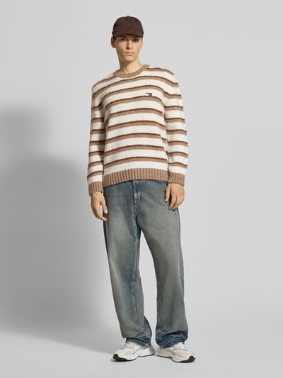 Tommy Jeans Regular fit gebreide pullover met alpaca  Beige - 1