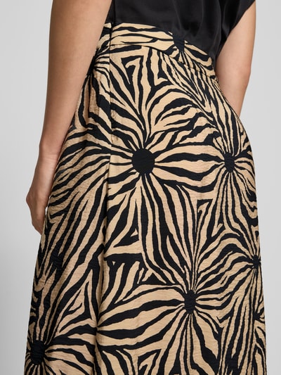 Christian Berg Woman Midirock aus Viskose-Mix mit floralem Allover-Print Black 3
