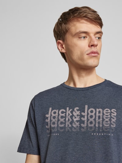 Jack & Jones T-Shirt mit Label-Print Modell 'TEX' Marine 3