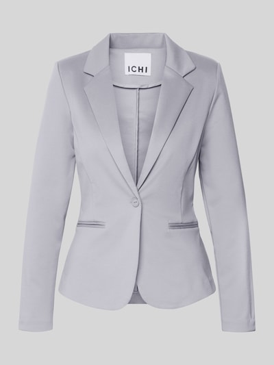 Produktfoto, Blazer mit Reverskragen Modell 'KATE' von ICHI in hellgrau, Regular Fit, Knopfverschluss, Paspeltaschen, glatte Textur