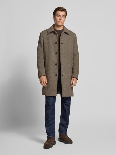 SELECTED HOMME Regular fit lange jas van wolmix, model 'ARCHIVE' Lichtbruin - 1