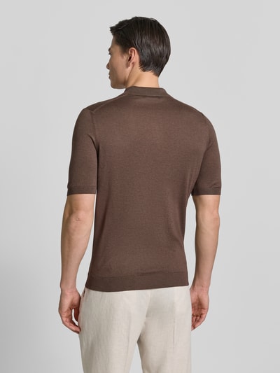 Gran Sasso Slim Fit Poloshirt aus reiner Seide Mittelbraun 5