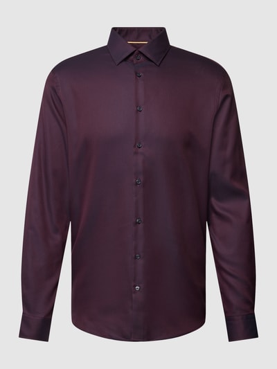 Jake*s Slim fit zakelijk overhemd met structuurmotief Bordeaux - 2