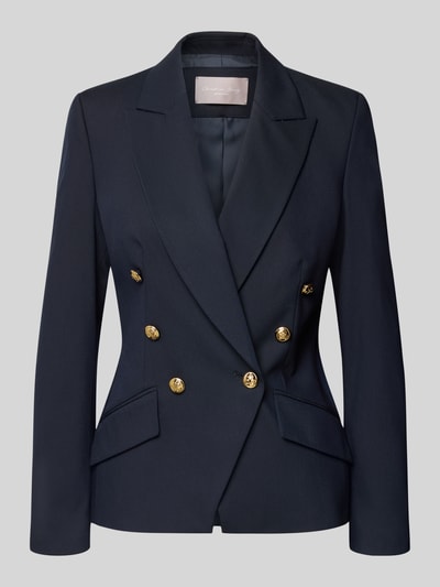 Produktfoto, Slim Fit Blazer mit Viskose-Anteil von Christian Berg Woman Selection in Dunkelblau, goldene Zierknöpfe, Pattentaschen, Elastischer-Material-Mix