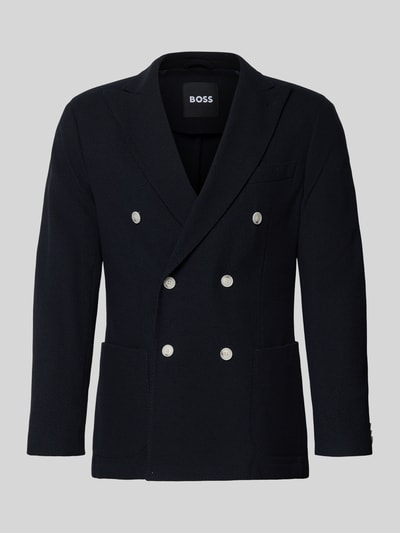 BOSS Marynarka w kroju slim fit z mieszanki bawełny model 'C-Hanry-J-DB' Granatowy 2