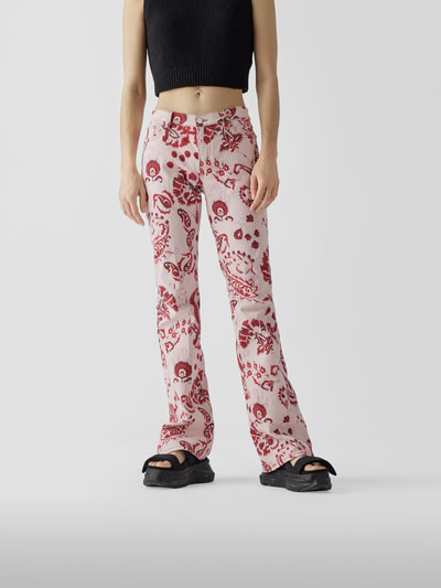 Etro Straight Fit Jeans mit Paisley-Dessin Rot 4