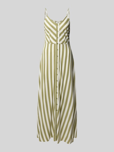 YAS Długa sukienka z wiskozy z listwą guzikową Trzcinowy 2