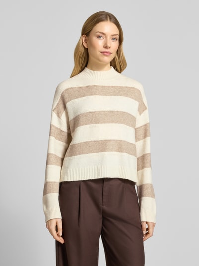 Vero Moda Regular Fit Pullover mit Allover-Muster Modell 'NEZ' Offwhite 4