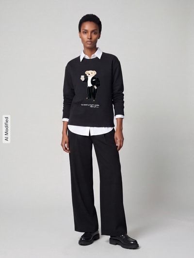 Polo Ralph Lauren Langarmshirt mit besticktem Bärenmotiv Black 1