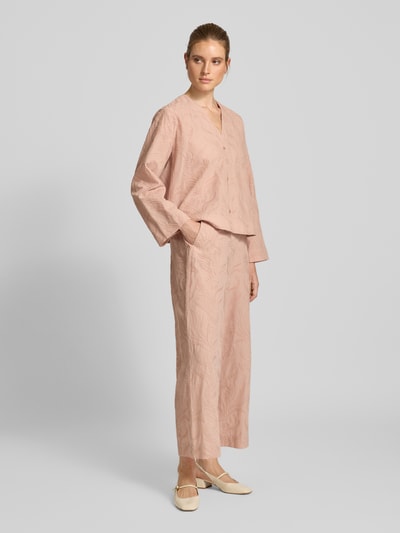 Jake*s Collection Wide leg stoffen broek met motiefstitching Zalm - 1