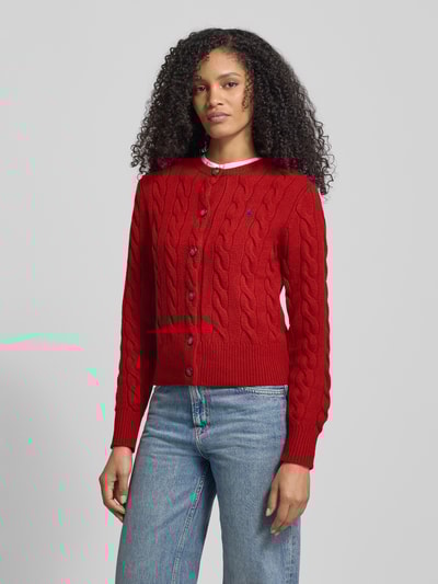 Polo Ralph Lauren Cardigan aus Wolle-Kaschmir-Mix mit Label-Stitching Dunkelrot 4