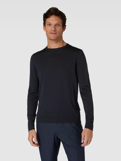 MAERZ Muenchen Pullover mit regulärem Schnitt und einfarbigem Design Marine 4