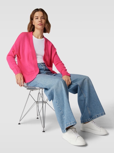 Rosa & Me Cardigan aus Woll-Mix mit Kaschmir-Anteil in Strick-Optik Neon Pink 1