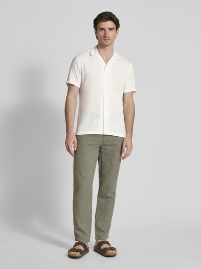 Lindbergh Relaxed Fit Leinenhemd mit 1/2-Arm Weiss 1