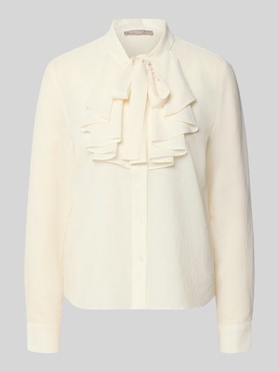 Productfoto, Regular Fit Schluppenbluse met ruches van Christian Berg Woman Selection, crèmekleurig, knoopsluiting, dames blouse, ruglengte 57 cm, mouwlengte 60 cm