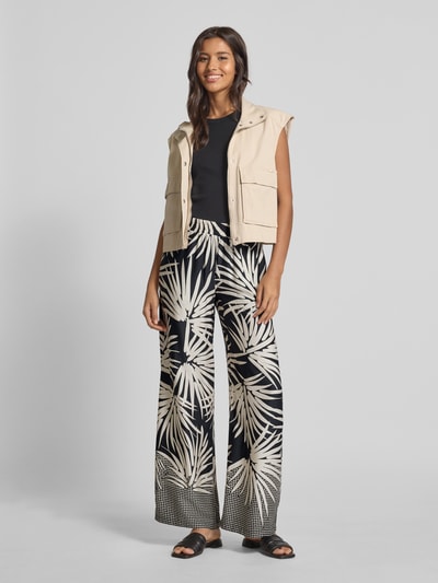 Milano Italy Stoffen broek van viscose met elastische band Zwart - 1